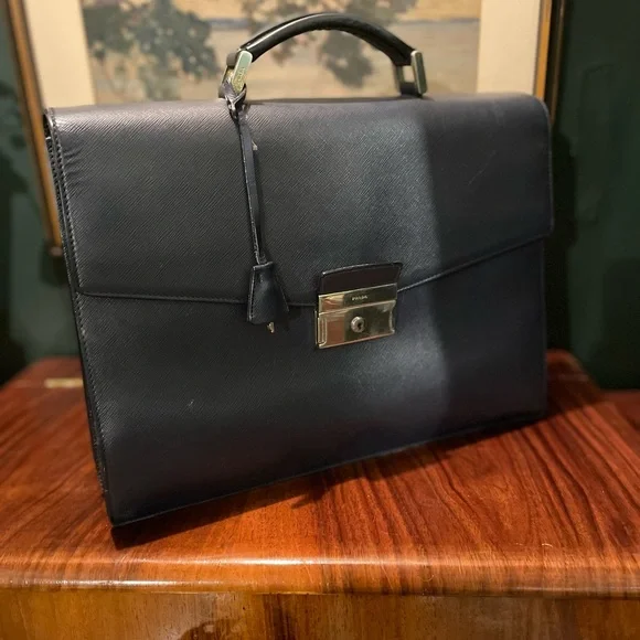 2012 excellent condition PRADA Baltic Blue Briefcase - Picture 1 of 5